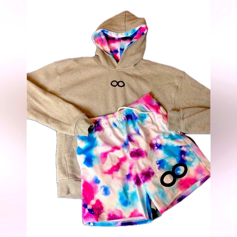 Matching set Infinity tie dye heather grey sweatshirt sport shorts